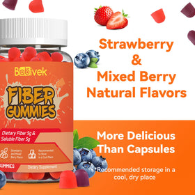 Gummies Babivek avec fruits frais en arrière-plan