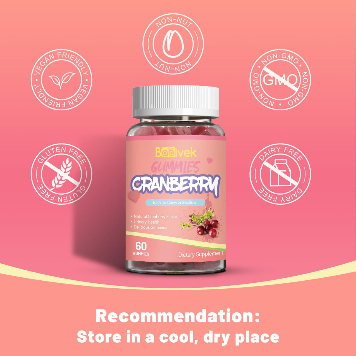Gummies Babivek canneberge dans un environnement de vie sain