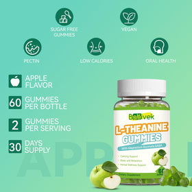 Gummies Babivek L-Theanine 400mg avec arrière-plan naturel
