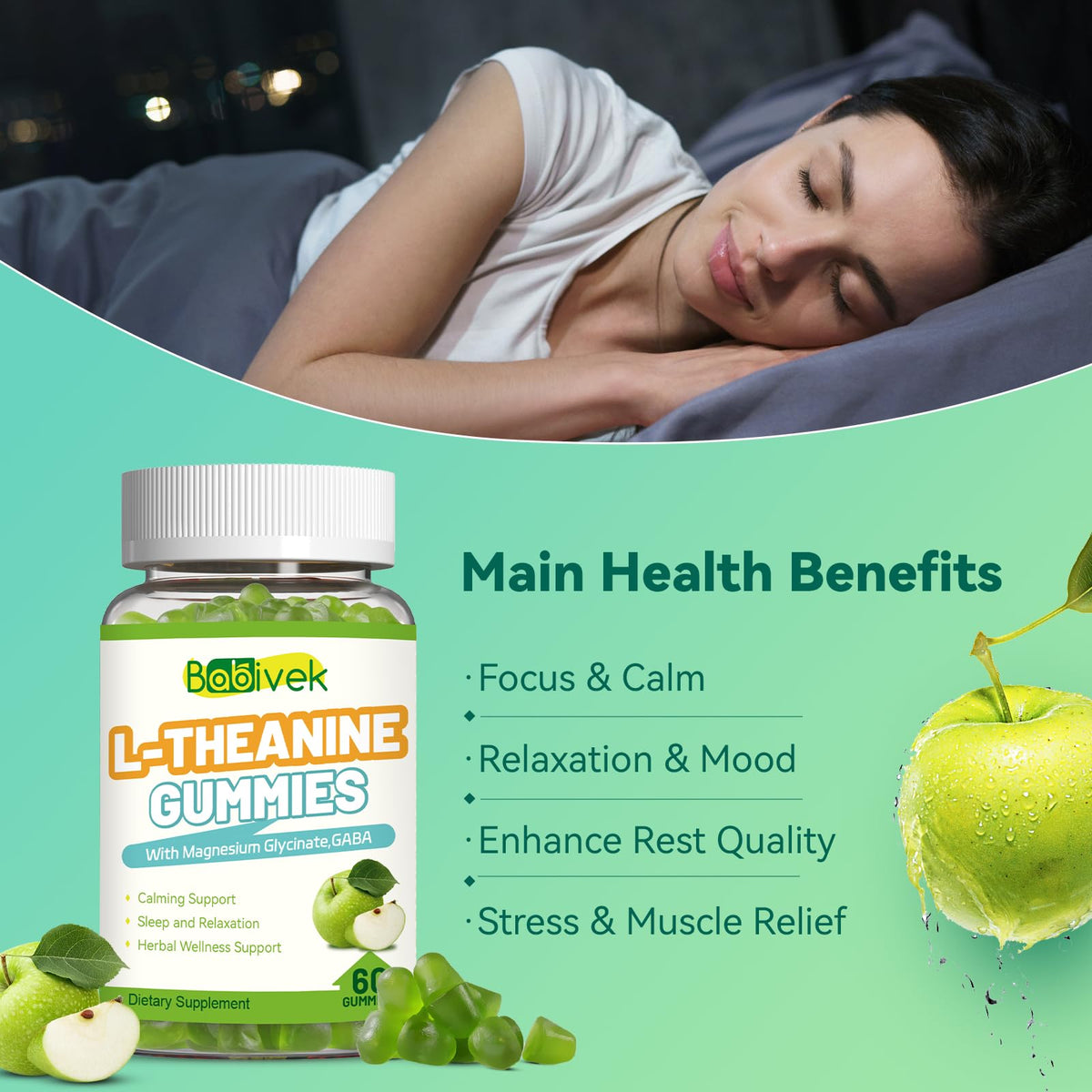 Gummies Babivek L-Theanine 400mg sur une table