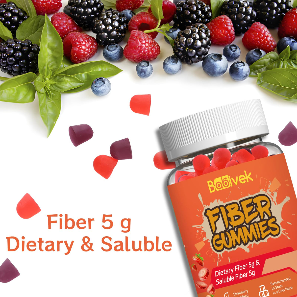 Gummies Babivek saveur baies mélangées, vue de côté