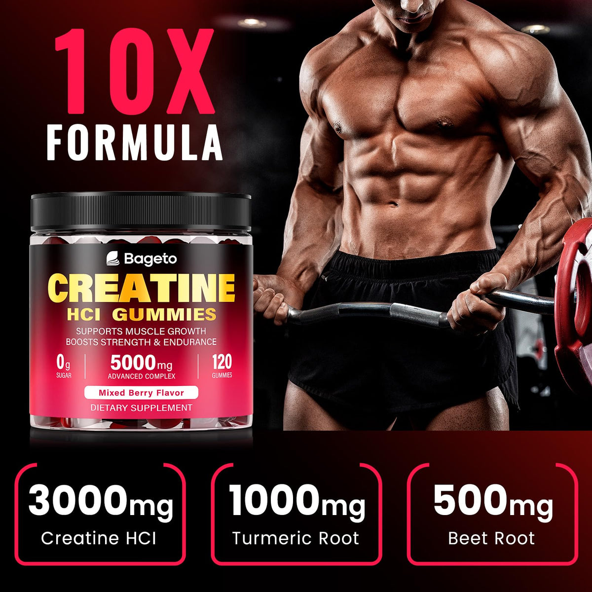 Gummies Bageto Complex Créatine HCl 5000mg emballage