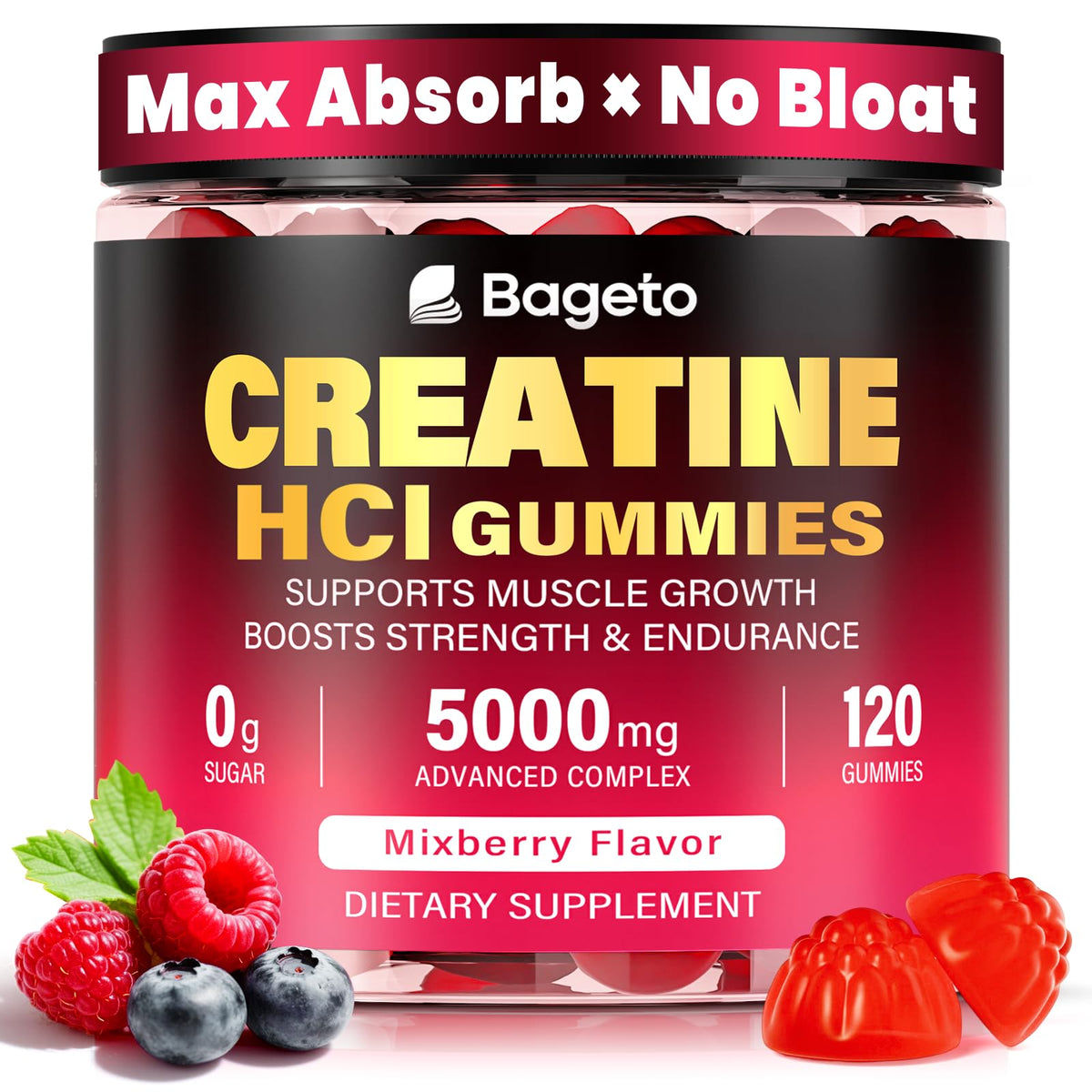 Gummies Bageto Complex Créatine HCl 5000mg vue de face