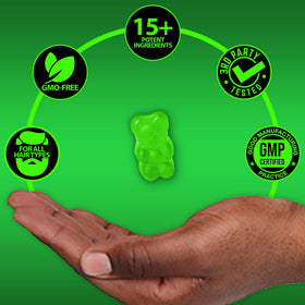 Gummies BBS pour barbe en gros plan montrant la texture