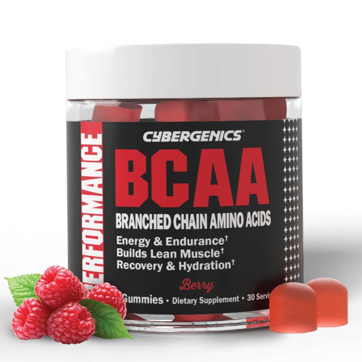 Gummies BCAA Cybergenics pot de 60 unités saveur baie