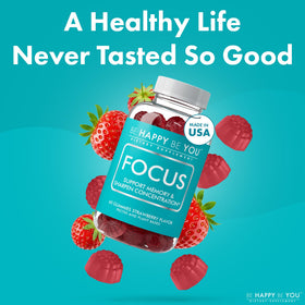 Gummies Be Happy Be You, arrière de l'emballage montrant les valeurs nutritionnelles