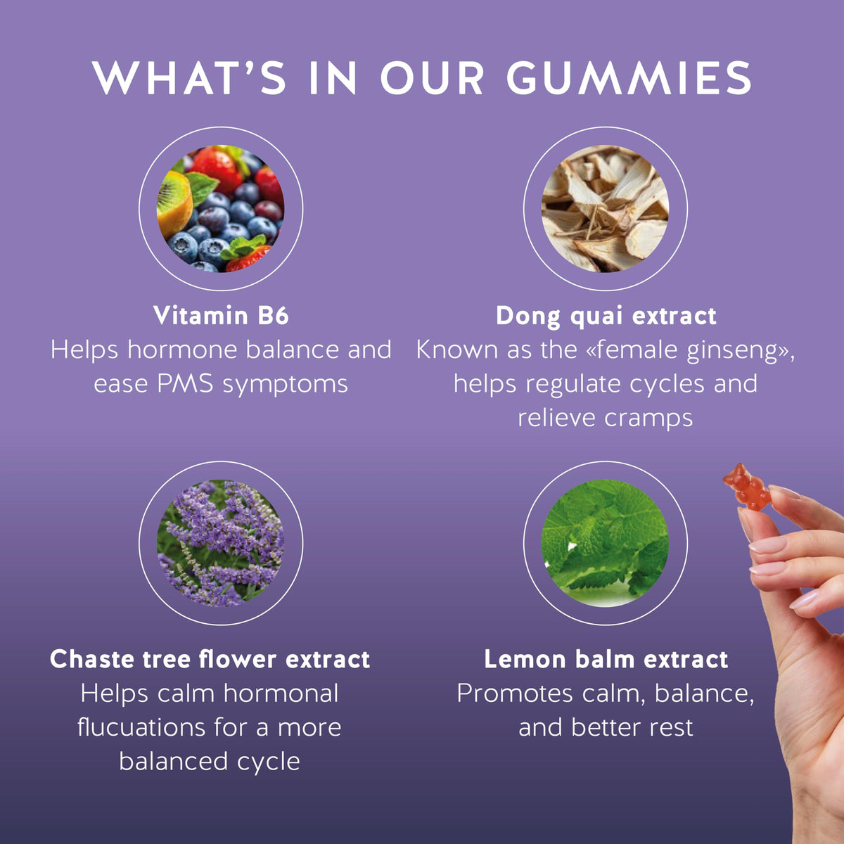Gummies Bears with Benefits, présentation sur une table