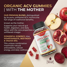 Gummies Beauty Grip au vinaigre de cidre de pomme bio avec une prise de vue en gros plan