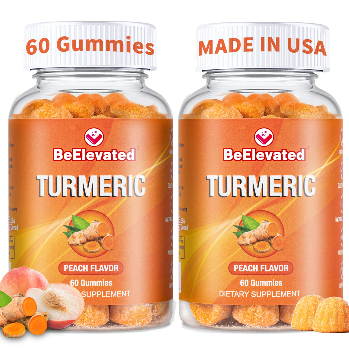 Gummies BeElevated au curcuma et gingembre en bouteille