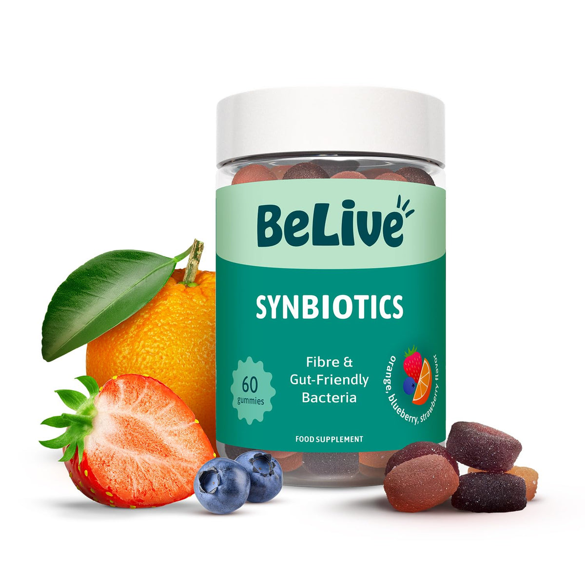 Gummies BeLive Probiotiques et Prébiotiques vue avant avec emballage