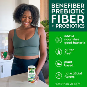 Gummies Benefiber avec un verre d'eau