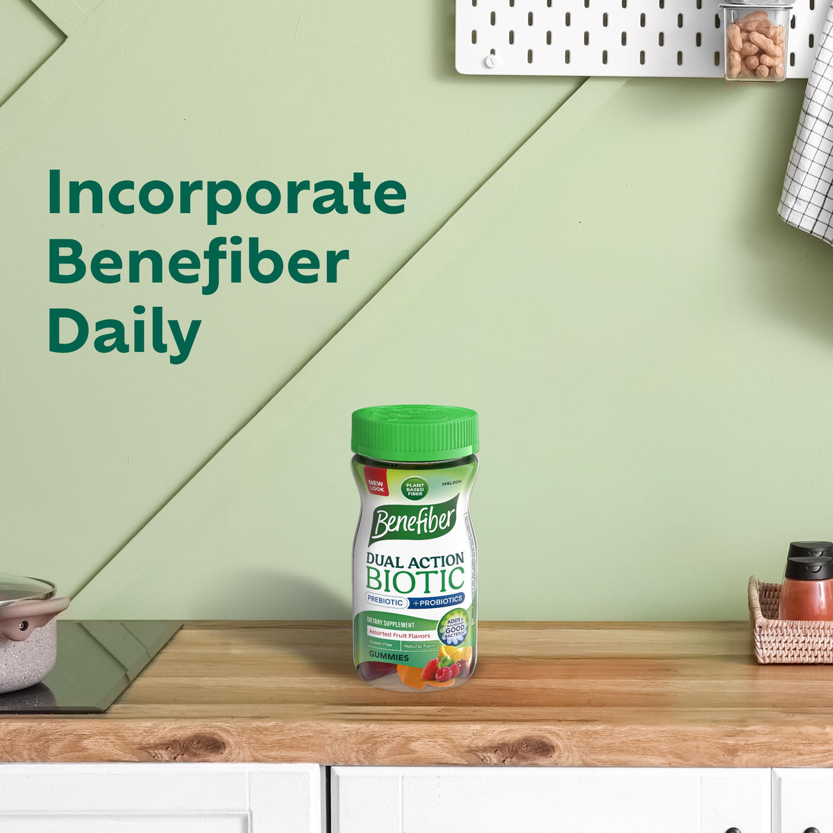 Gummies Benefiber sur un fond coloré