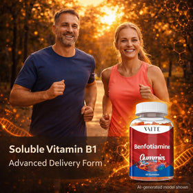 Gummies Benfotiamine 320mg de VAITE, vue de l'arrière avec ingrédients
