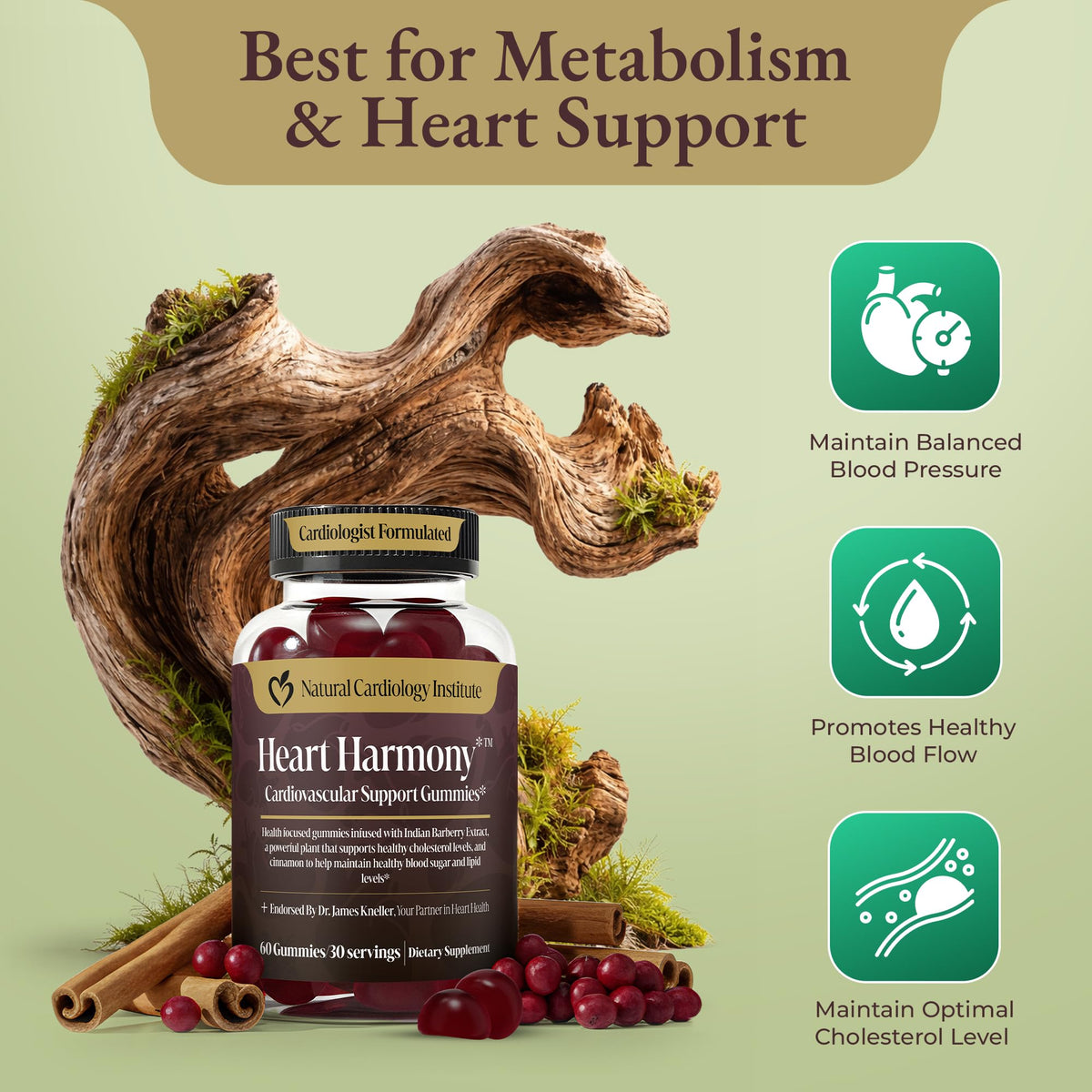 Gummies Berberine et Cannelle de Ceylan Natural Cardiology Institute en gros plan