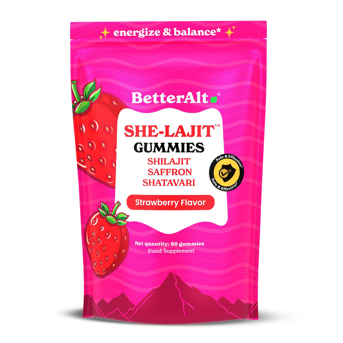 Gummies Better Alt SHE-Lajit pour femmes, pot de 60 gummies à la fraise