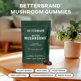 Gummies Betterbrand BetterMushrooms à la framboise, vue de près