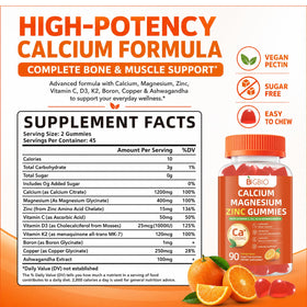 Gummies BIGBIO Calcium 1200mg, mise en scène avec fruits