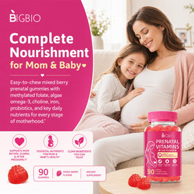 Gummies BIGBIO prénatales avec une cuillère
