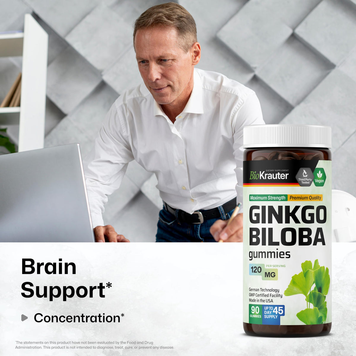 Gummies BIO KRAUTER au Ginkgo Biloba avec une texture gélifiée