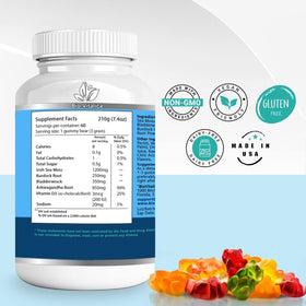 Gummies BIO VITALICA à la mousse de mer Ashwagandha sur une table en bois