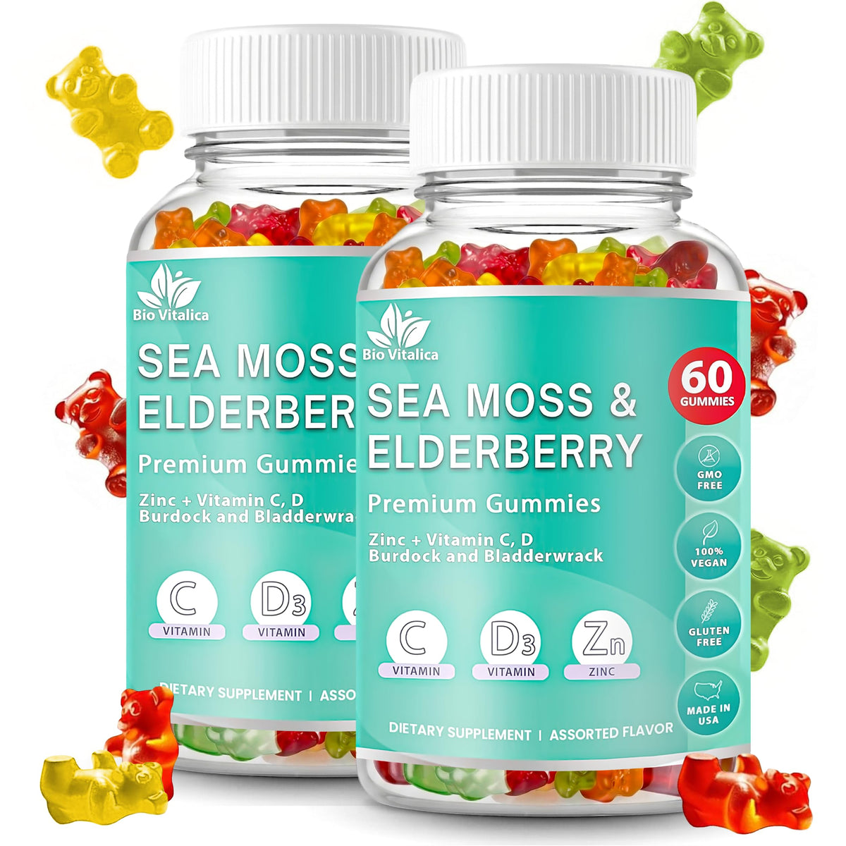 Gummies BIO VITALICA Mousse Marine Irlandais avec Sureau, paquet avant