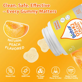Gummies Biobor à la Vitamine D3 K2 Calcium, goût pêche jaune