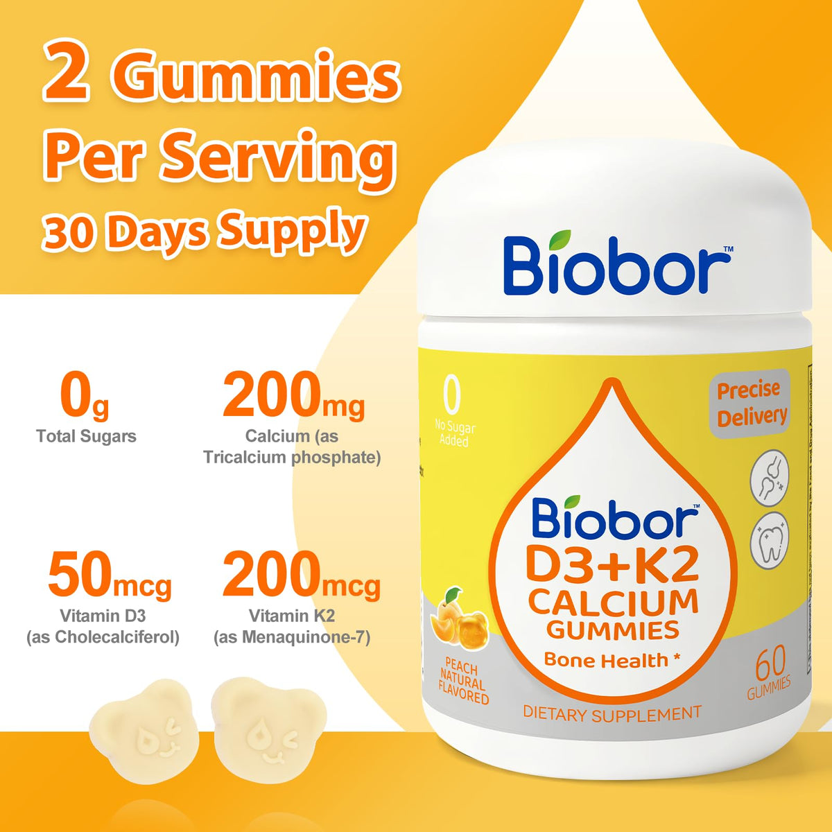 Gummies Biobor à la Vitamine D3 K2 Calcium, présentation des gummies