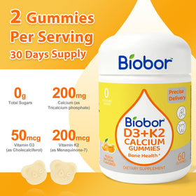 Gummies Biobor à la Vitamine D3 K2 Calcium, présentation des gummies