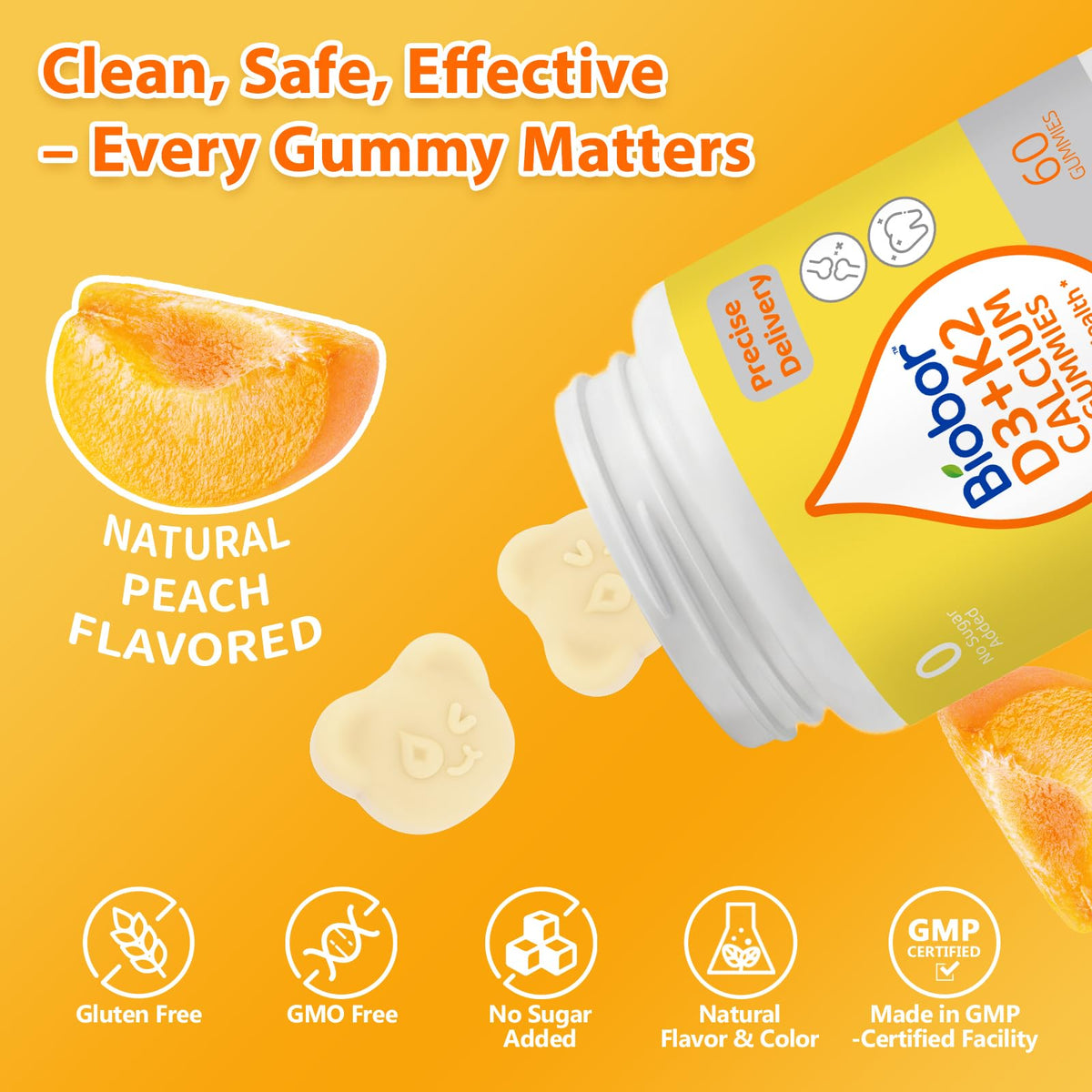 Gummies Biobor sur fond blanc, 60 unités