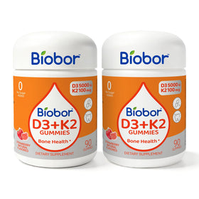 Gummies Biobor Vitamines D3 K2 5000 IU 180 pièces vue de face