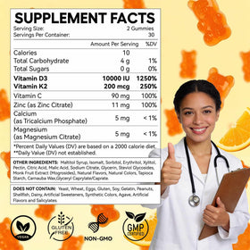 Gummies BIOCCHN orange avec étiquette et informations nutritionnelles