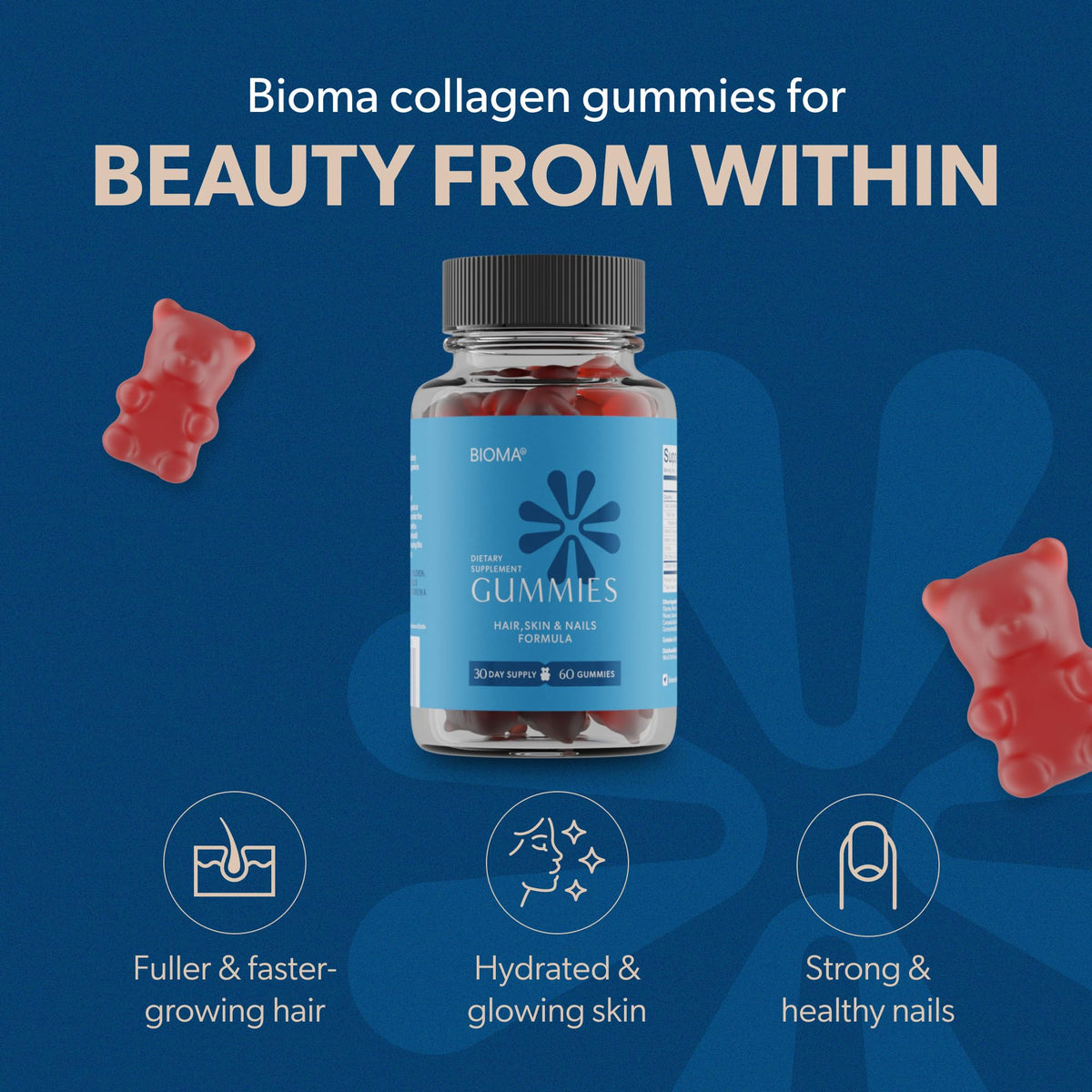 Gummies BIOMA Beauté Cheveux, Peau et Ongles, vue de face