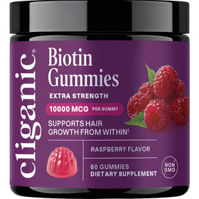Gummies Biotine Cliganic 10 000 mcg framboise vue de face