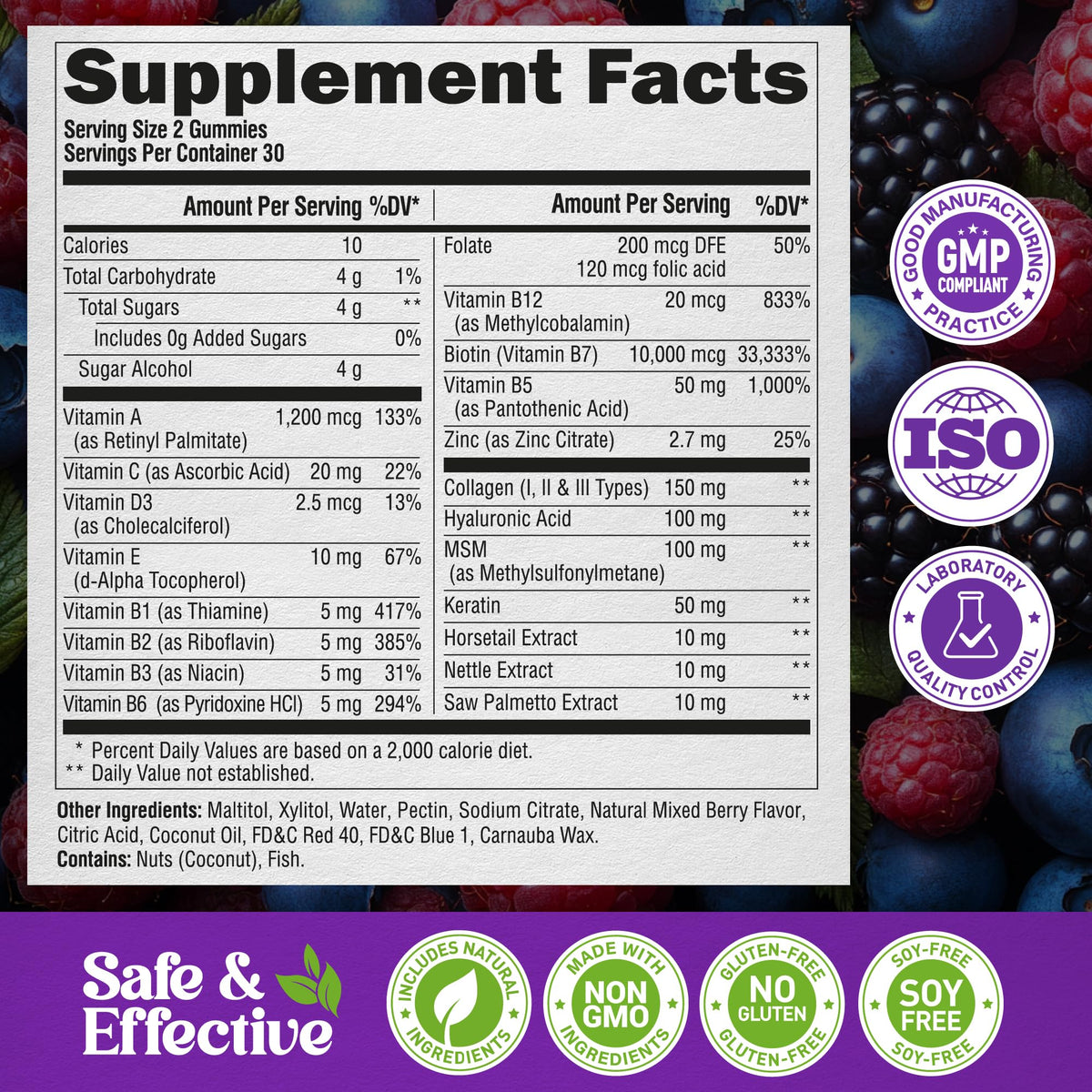 Gummies Biotine & Collagène de NUTRAHARMONY, nutrition quotidienne