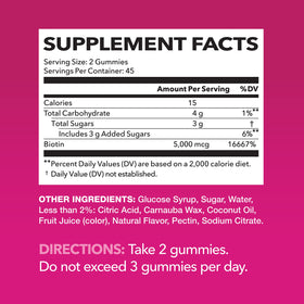 Gummies Biotine HAVASU NUTRITION 5000mcg fraise en gros plan