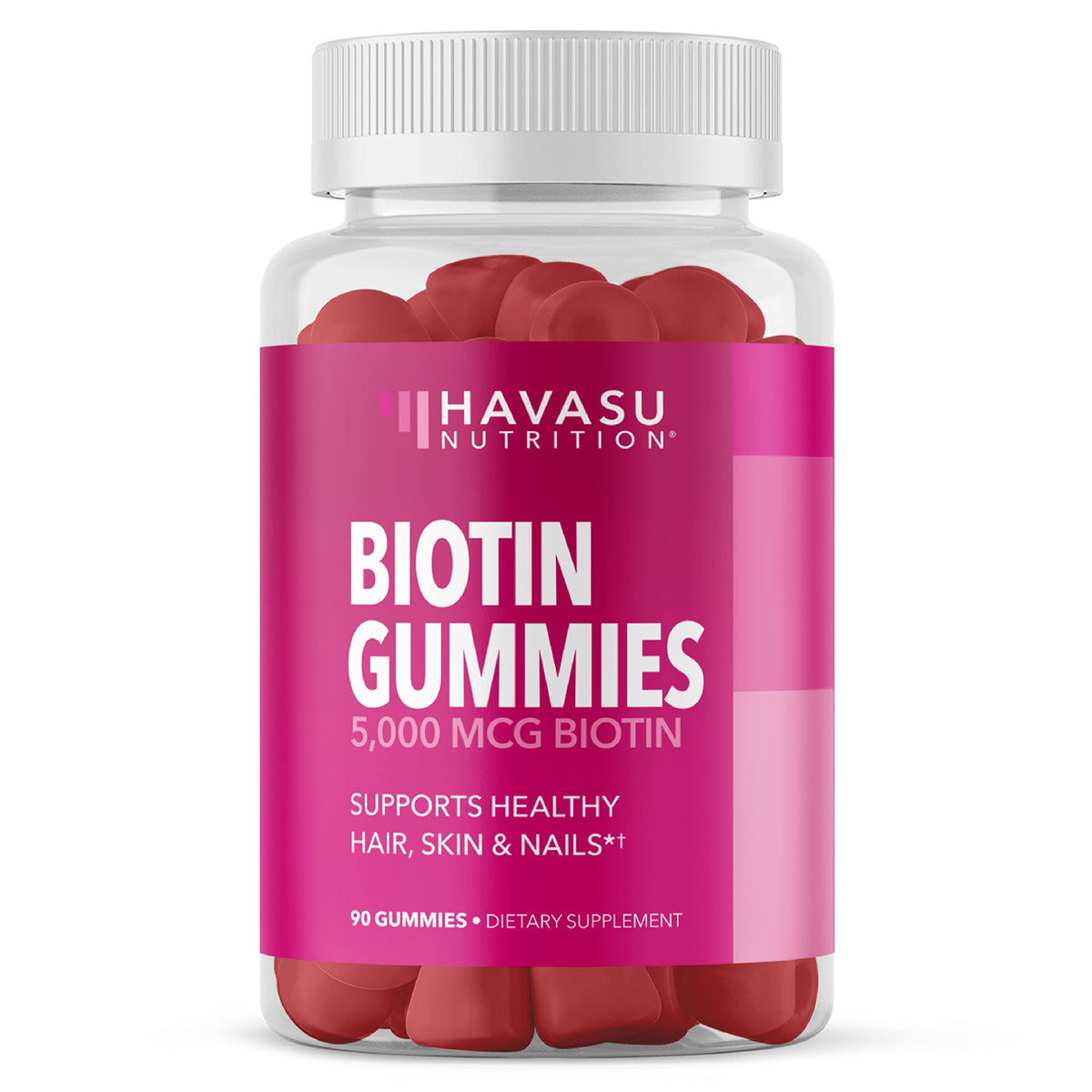 Gummies Biotine HAVASU NUTRITION 5000mcg vue avant avec emballage