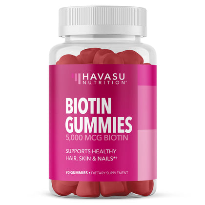 Gummies Biotine HAVASU NUTRITION 5000mcg vue avant avec emballage