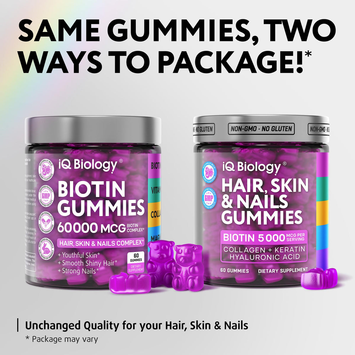 Gummies Biotine IQ BIOLOGY avec ingrédients naturels autour
