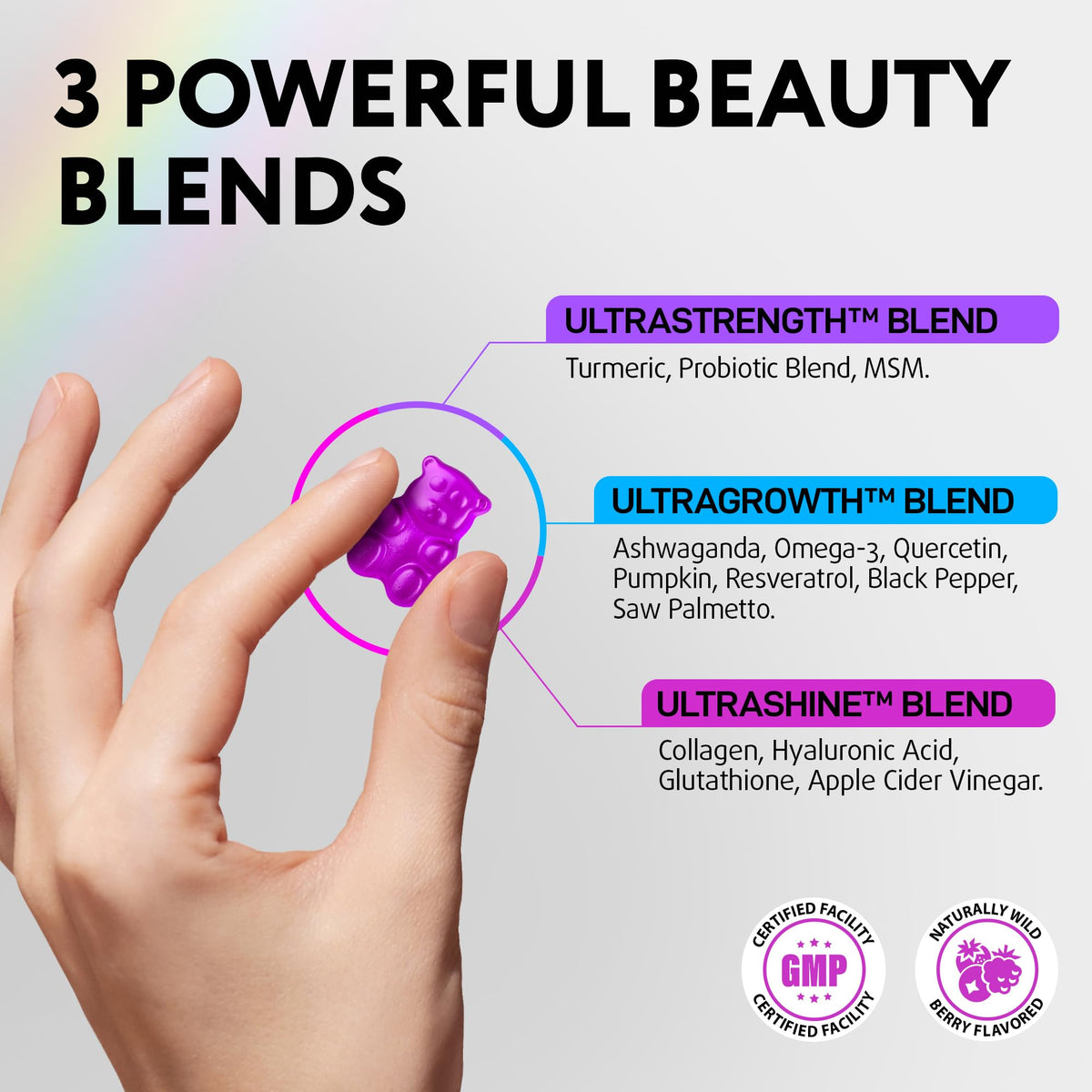 Gummies Biotine IQ BIOLOGY dans un bol avec des fruits