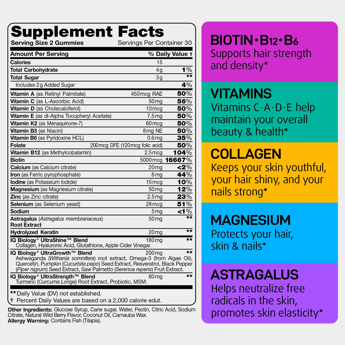 Gummies Biotine IQ BIOLOGY montrant la texture des gommes