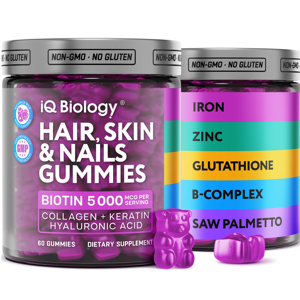 Gummies Biotine IQ BIOLOGY vue avant avec emballage