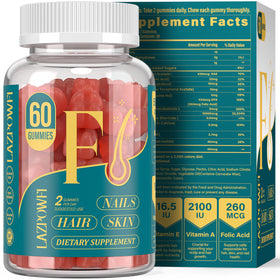 Gummies Biotine Lazpowfi 60 pièces au goût de fraise, vue de face