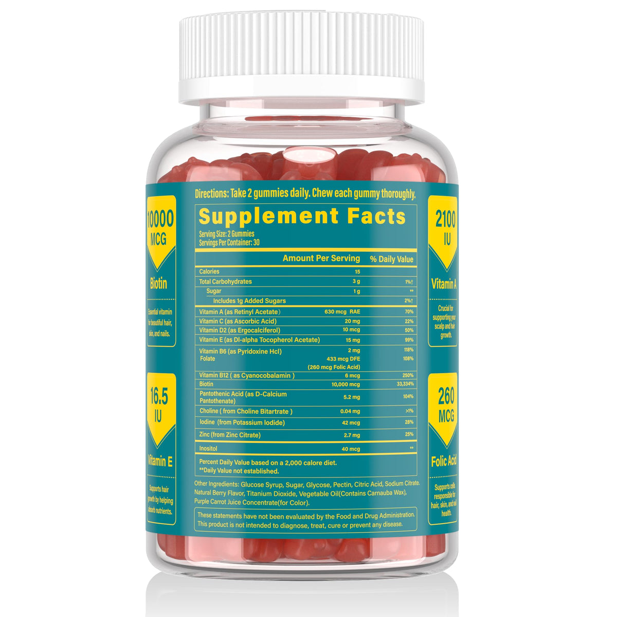 Gummies Biotine Lazpowfi sur un fond coloré