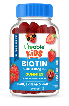 Gummies Biotine Lifeable SANS Sucre 5000mcg pour enfants, vue de face