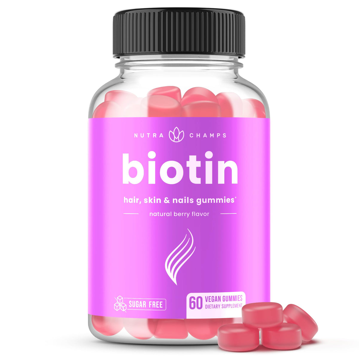 Gummies Biotine NutraChamps framboise vue de face