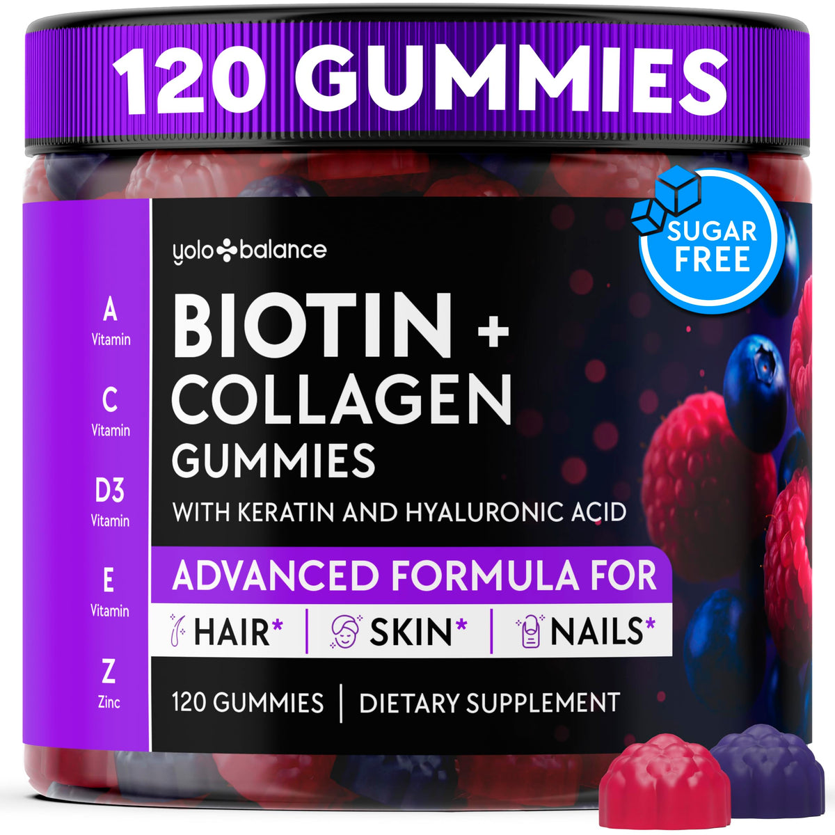 Gummies Biotine YOLOBALANCE 10 000 mcg flacon avant