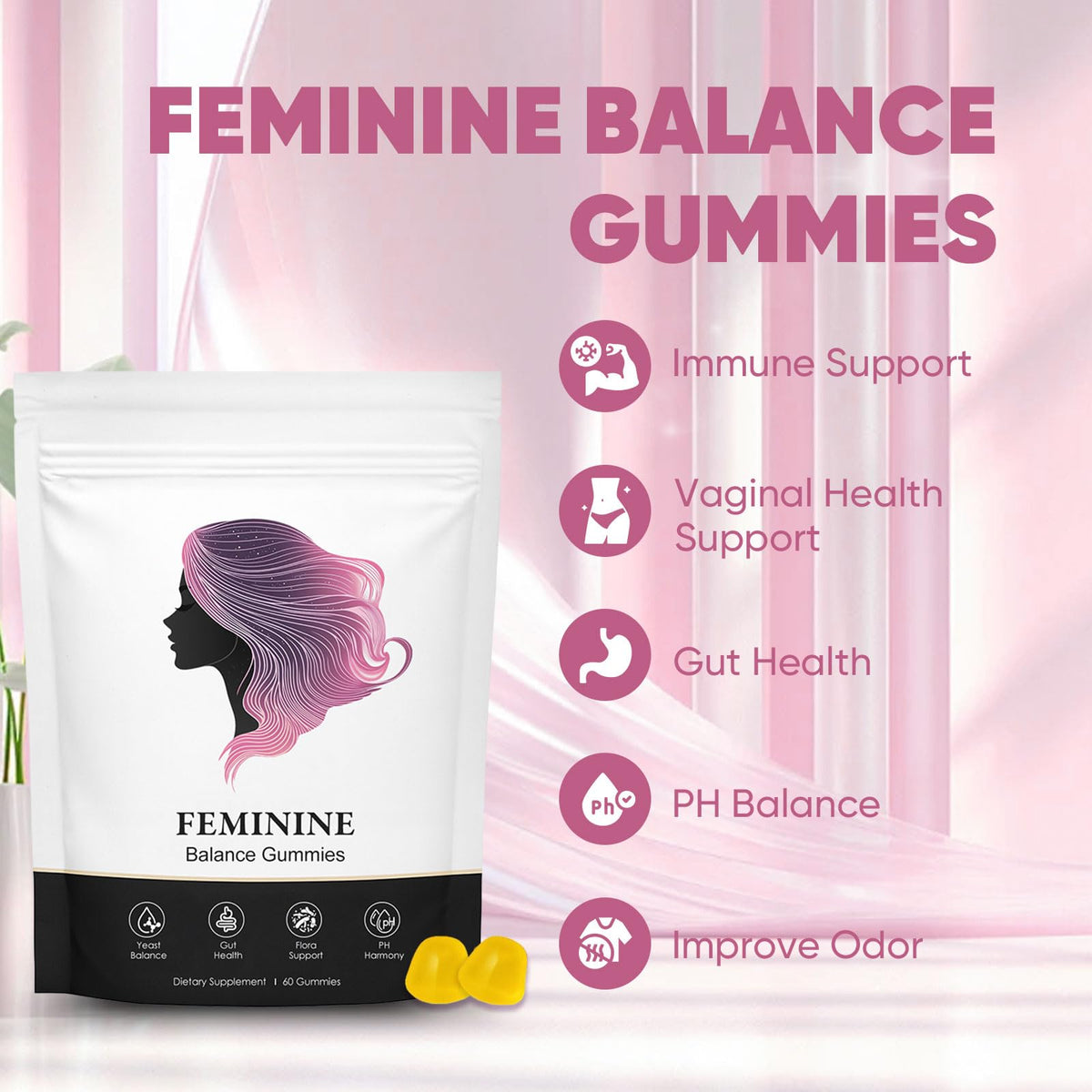 Gummies BIWQTY Équilibre Féminin ananas, vue de côté