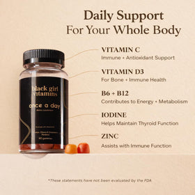 Gummies Black Girl Vitamins dans une main, prêtes à être consommées