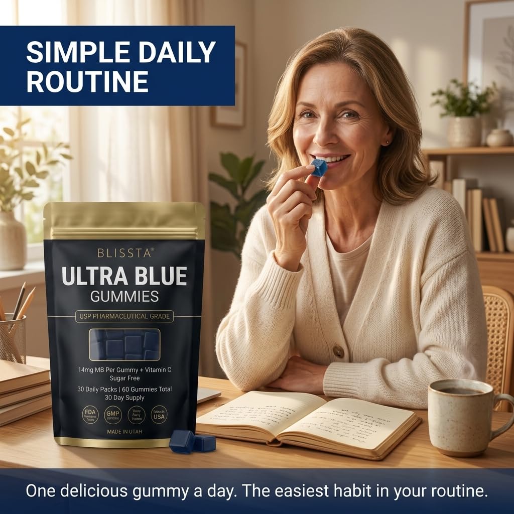 Gummies Blissta Ultra Blue avec un fond neutre