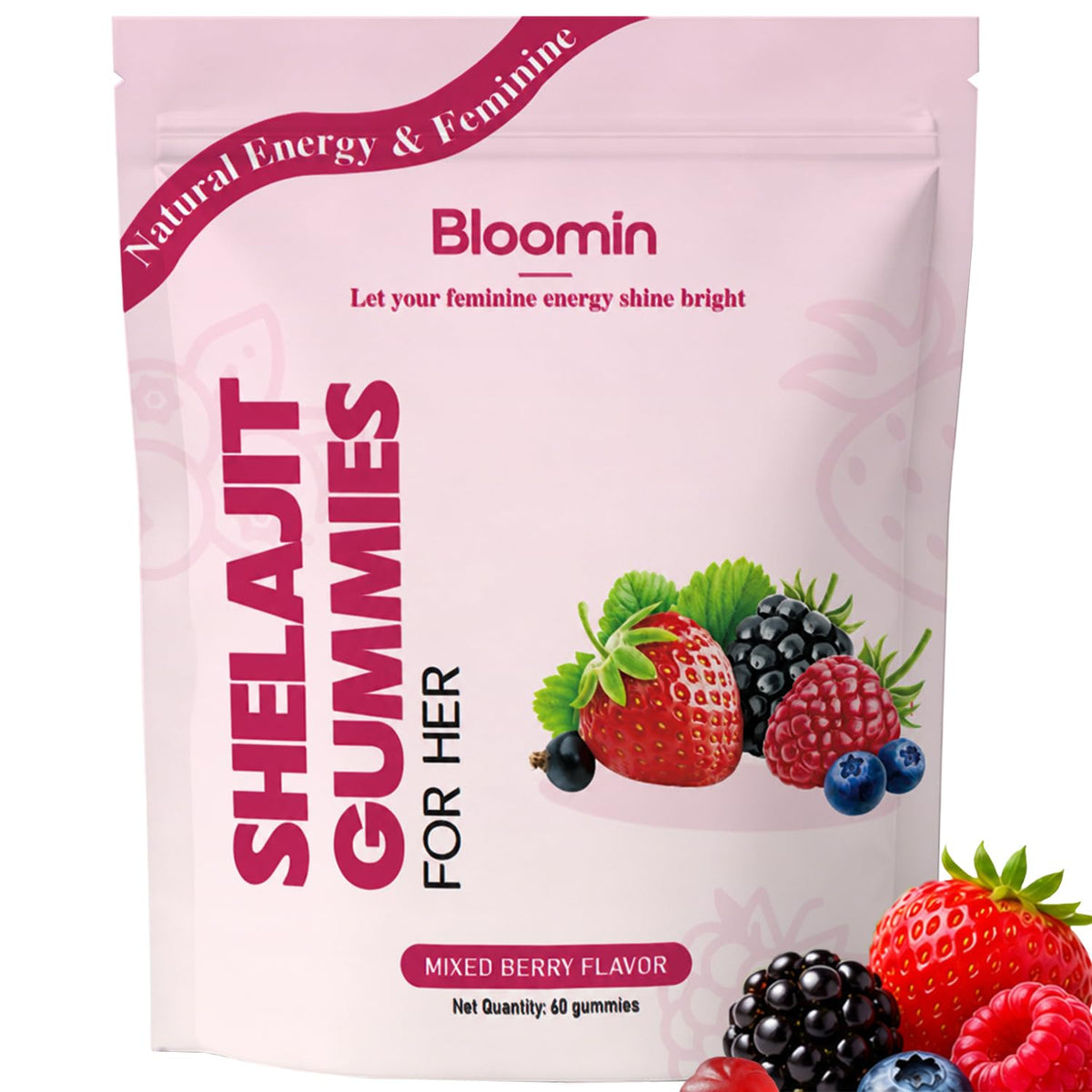 Gummies Bloomin Shilajit 60 gummies fruits rouges vue de face